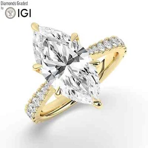 Marquise Solitaire Labgrown Diamond Engagement Ring 18k Yellow Gold 5.50Ct E VS1 - Picture 1 of 24