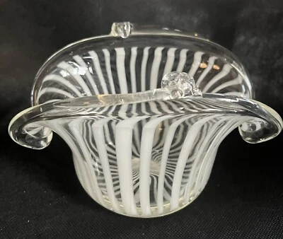 Vide poche Murano rayé blanc Début 20e - Photo 1/4