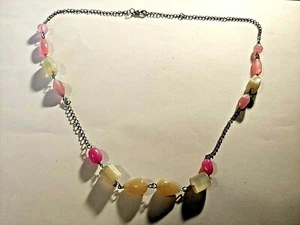 Wunderschöne rosa und klare Quarz Perlen Edelstein Halskette (20 Zoll) - Bild 1 von 5