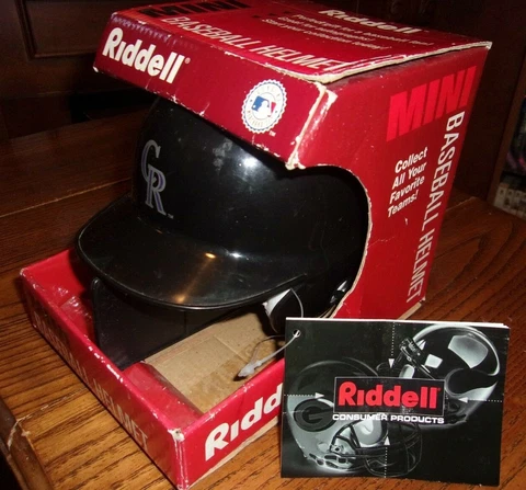 COLORADO ROCKIES 1997 RED BOX Riddell MLB Batting Mini-Helmet - BOX /TAG /STAND Cover