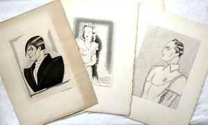 7 Art Deco Etchings Caricatures of French actors sign. in the plate Philip, 1935 - Picture 1 of 24