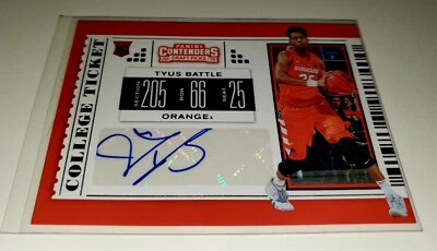 2019-20 Panini Contenders Draft Picks College Ticket Auto Tyus Battle Rookie RC - Image 1 of 3