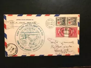 Nebraska Air Mail Envelope, First Air Mail Flight, Sept 20,1933-V-Good-Free Ship - Picture 1 of 2