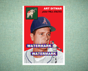Art Ditmar Philadelphia Athletics A's 1954 Style Custom Baseball Art Card