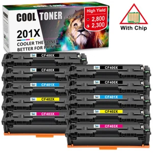 10PK Black Toner for HP 201X CF400X LaserJet Pro MFP M277dw M252 M252dw M277c6 - Picture 1 of 11