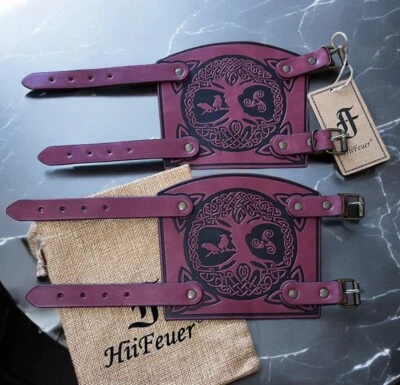 Disfraz Muñequeras Ajustables Cuero Sintético Repujado Superhéroe Vikingo Foto 1 de 3