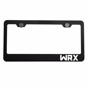 Matte Black License Plate Frame Chrome WRX Laser Etched Metal Screw Cap - Picture 1 of 7