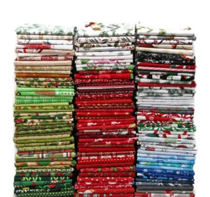 10 Fat Quarters - Christmas Holiday Festive Winter Cotton Fabric Bundle M227.04 - Picture 1 of 4