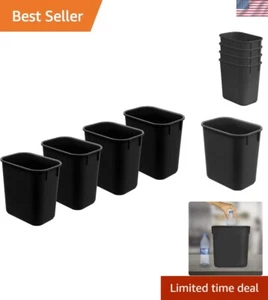 Wastebasket, Deskside Bin, 3.25 Gallon/13 Quart/ 12 Liter Plastic Black Color... - Picture 1 of 10