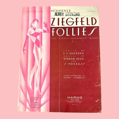 Suddenly  Ziegfeld Follies Vintage Sheet Music Billy Rose Vernon Duke Harms 1933 - Image 1 of 4