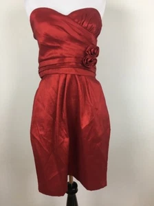 Red Strapless Cocktail Dress Junior Size 13 Womens Sheath - Picture 1 of 10