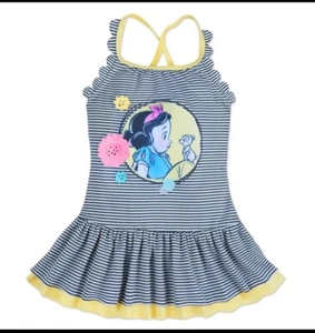Disney Animators Collection Girls 4 Snow White Yellow Seersucker Swim Top - Picture 1 of 5