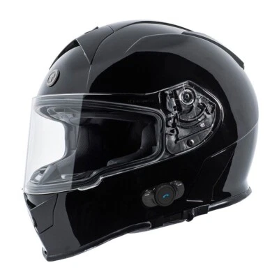 T14B Bluetooth Casco Moto Estilo Calle Doble Visera Brillo Negro Grande L Foto 1 de 4