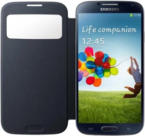 Original Samsung Case S View Cover Flip Cover Case for Samsung Galaxy S4 Black - Picture 1 of 5