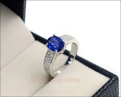 Natural Kyanite Gemstone 925 Sterling Silver January Birthstone Engagement Ring - Image 1 of 4