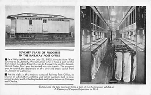 CENTURY PROGRESS EXPO CHICAGO 1934 75 YEARS RAILWAY POST OFFICE POSTCARD 81122 R - Picture 1 of 2