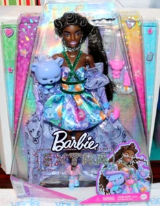 NIB 2021 BARBIE EXTRA FANCY DOLL AFRICAN AA TEDDY BEAR FASHION PURSE SOCKS +MORE - Picture 1 of 18