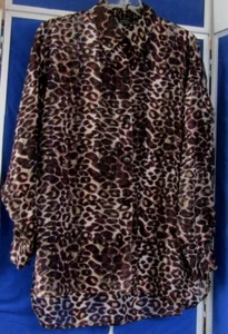 EUC Semi-Sheer TUNIC TOP by FLEURS Elegant Additions ANIMAL Print POLY Sz 3X - Picture 1 of 5