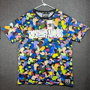 RICH & FAMOUS Shirt Adult Extra Large Multi Camo Short Sleeve Pullover Mens. - Picture 1 of 12