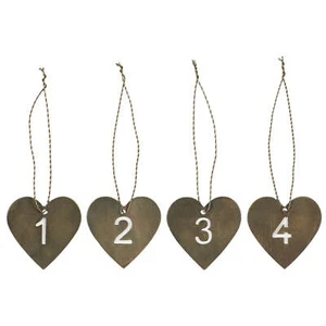 Colgante IB Laurse 1-4 marrón corona de Adviento metal corazón Navidad números alambre - Imagen 1 de 5