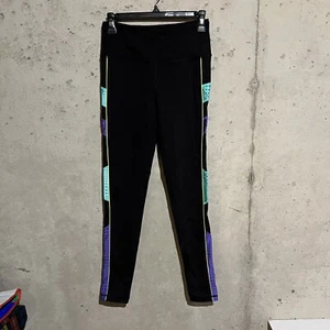 Victoria's Secret Leggings Women’s S Black Colorful Stripes Sport Knockout - Picture 1 of 12