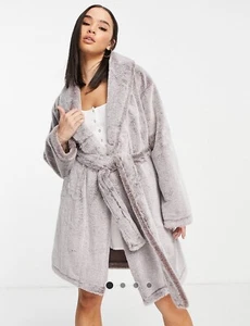 ASOS DESIGN Premium Faux Fur Robe In Mink - Picture 1 of 4