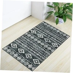 Boho Moroccan Throw Rug,Washable Black White Entryway Rug Non 2x3 Black/White - Picture 1 of 7