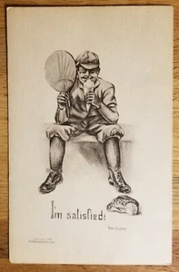 Ich bin zufrieden Junge mit Eis Postkarte um 1910 unbenutzt Casbury Künstler signiert - Bild 1 von 1
