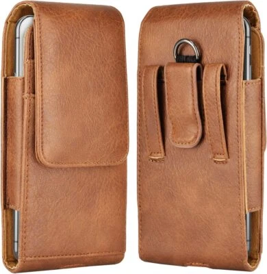 Cell Phone Holster Pouch Leather Wallet Case with Belt Loop Card Holder Cover - Image 1 of 4