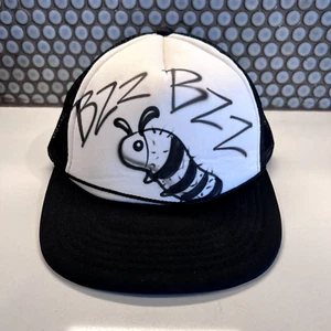 Bzz Catapiller Hat Cap Trucker Casual Mesh Back Snap Back Adult White Black - Picture 1 of 8