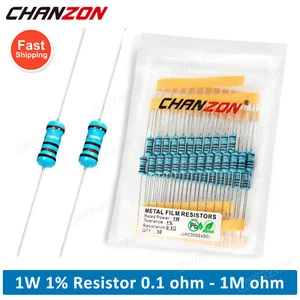 50pcs 1W Watt 1% Metal Carbon Film Resistor Assortment Kit 0.1 ohm - 1M ohm - Picture 1 of 75