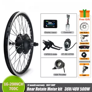 36V 48V 500W Electric Bicycle Rear Rotate Hub Motor Waterproof Conversion Kit - Picture 1 of 22