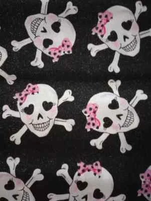 skull crossbones sparkle fun fabric piece length 21 x 14 inch new - Image 1 of 2