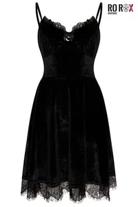 Ro Rox Velvet Dress Silas Baby Doll Sexy Gothic Crescent Moon Stretch Strap