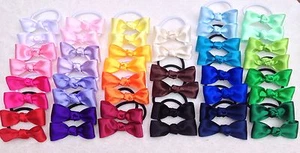 Pair of Satin Ribbon School Hair Bow Elastic Bobbles Hair Clip Girl π¬π§ - Picture 1 of 39