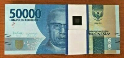 INDONESIA 50000 P-159 2016 x 100 Pcx Lot 5 MILLION RUPIAH BUNDLE UNC DANCER NOTE - Image 1 of 4