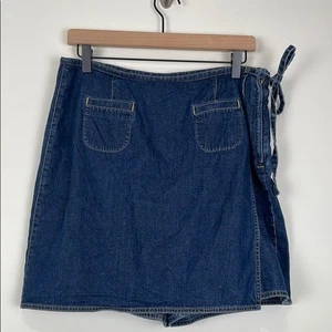 Liz Claiborne Women’s 12 Denim Wrap Skirt Jean Lizwear 90s Skort Shorts Y2K - Picture 1 of 6