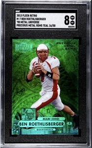 2013 FLEER RETRO GEMME METALLO PREZIOSO /50 BEN ROETHLISBERGER SGC 8 - Foto 1 di 2