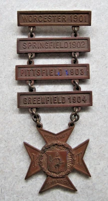 Masonería de principios de 1900, medalla de los Caballeros Templarios de Massachusetts, día de los templarios Foto 1 de 3