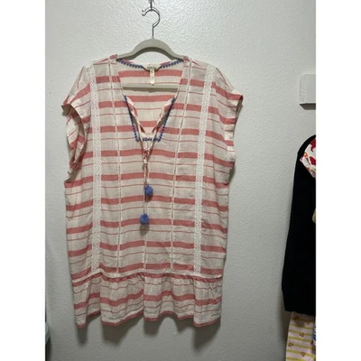 Mujer Matilda Jane Rayas Blancas y Rojas Playa Cubre Talla Grande Foto 1 de 4