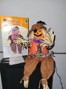 Halloween Harvest Fiber Optic Scarecrow JackOLantern Tabletop Centerpiece in Box - Picture 1 of 16