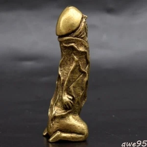 Solid Bronze Copper Statue Hand Carved Penis Love Amulet - Picture 1 of 7