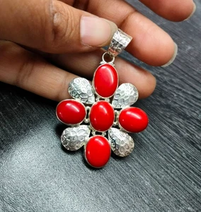 925 Plata de Ley Creado Laboratorio Coral Piedras Preciosas FLORALES... - Imagen 1 de 6