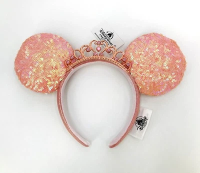 Diadema Rara Corona Princesa Melocotón 2025 Rosa Minnie Mouse Disney Orejas Tiara Foto 1 de 4