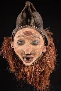 Maschera Elmo Punu A Primitivo Grande Africano Gabon Africa Africa 377 - Foto 1 di 6