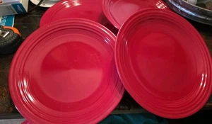 RARE Set of 4 Bistro Brights 11" Red Dinner Plates  Large - Picture 1 of 5