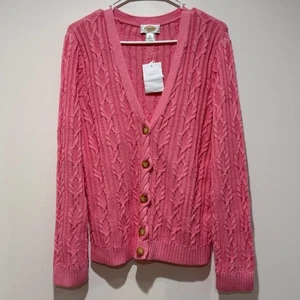 Cardigan maglione cotone Talbots maglia cavo nuovo vintage anni 80 taglia XL strati preppy - Foto 1 di 8