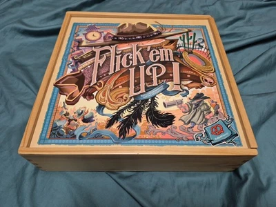 Flick ‘em Up! board Game Wooden Crate Version Pretzel Games - SEE DESCRIPTION  - Image 1 of 4