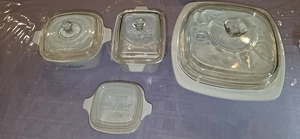 Set of 4 CorningWare BLUE CORNFLOWER P-1, P 34, P4& P43 With 3 PYREX Lids USA - Picture 1 of 24