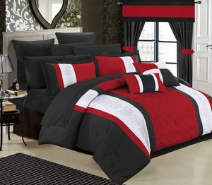 Chic Home Red Bed in a Bag Comforter Set, King Size (24 Pieces), King, - Picture 1 of 8